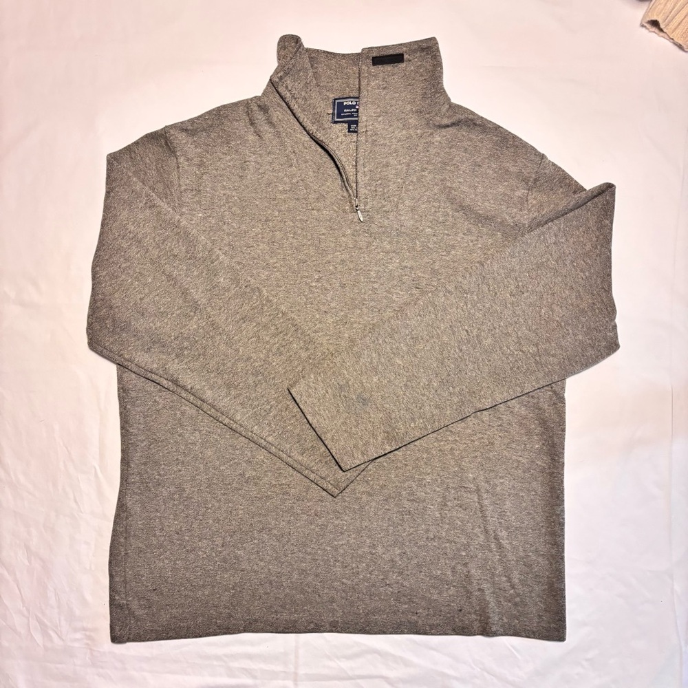 Vintage Polo Ralph Lauren Gray 3/4 Zip Pullover 100% Cotton
